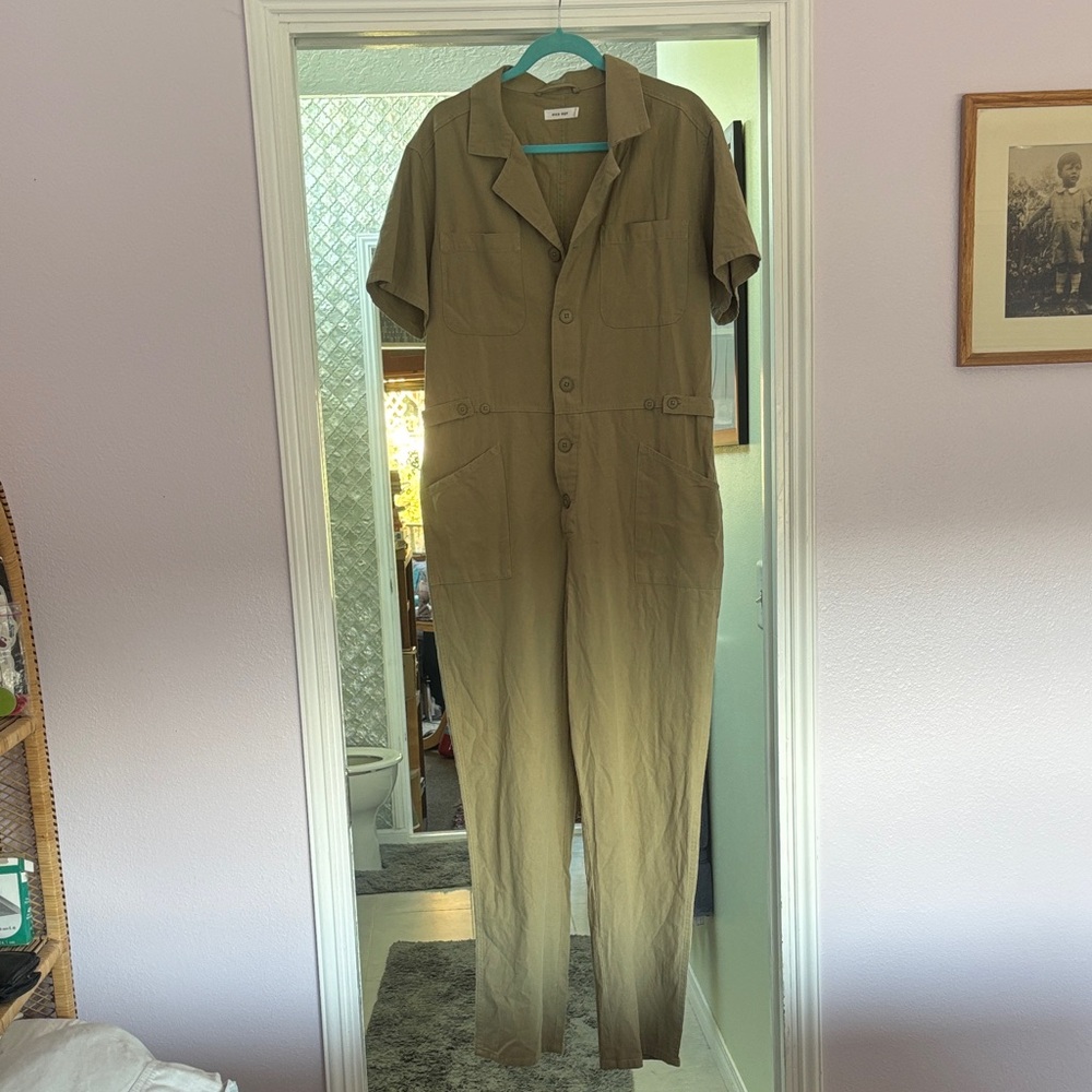 Green Button-Up MOD REF 100% cotton Jumpsuit one piece